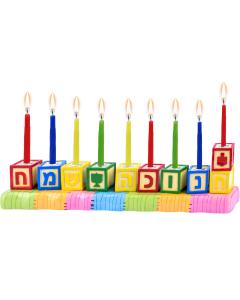 Hand Painted Resin Menorah - Blocks