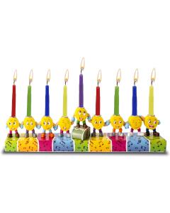 Hand Painted Resin Menorah - Dancing Coins