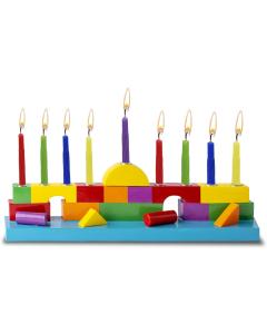 Hand Painted Resin Menorah - Blocks