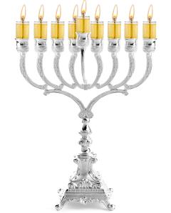 Silver Plated Oil Menorah - 10"