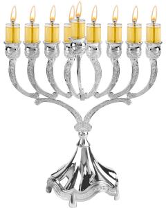 Silver Plated Oil Menorah - 9"
