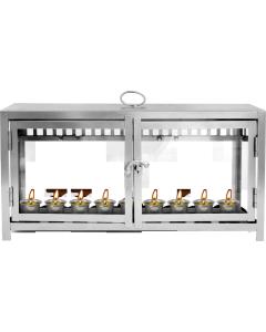 Outdoor Glass Menorah w/ Silver Cups - Silver