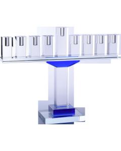 Blue Crystal Glass Menorah