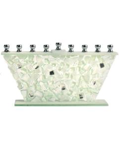 Hand Crafted Glass Menorah - Shattered Glass