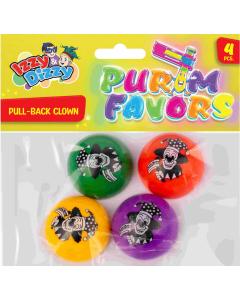 Purim Pull Back Clown  - 4/pk
