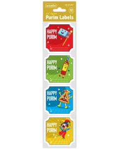 Indented Square Fun Purim Labels - 12/pk