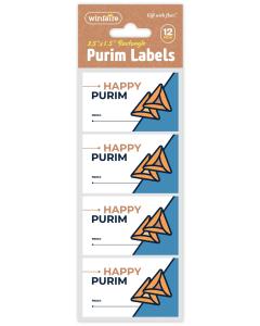 Hamantashen Rectangle Purim Labels - 12/pk