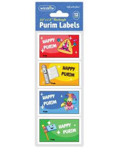 Fun Rectangle Purim Labels - 12/pk
