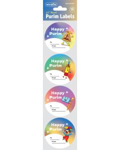 Fun Round Clear Purim Labels - 12/pk
