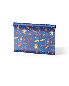 Purim Wrapping Paper - Blue