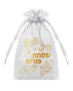 Purim Mesh Bag with Gold Print 6/pk