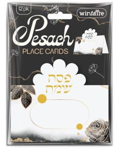 Pesach Place Cards - Black White - 12 pk