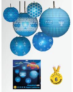 Chanukah LED Paper Lanterns - Pack of 6