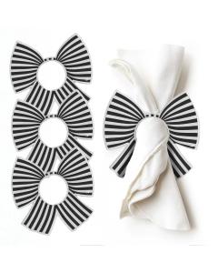 Stripe Bow Napkin Rings (Set of 4)