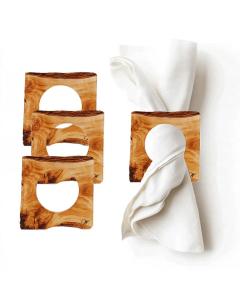 Wood Print Lucite Napkin Rings - Set of 4