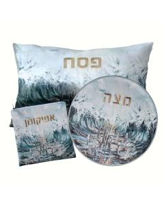 Faux Leather Painted Pesach Set Painted by Zelda  Kriyas Yam Suf