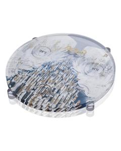 Painted Seder Plate - Krias Yam Suf - Gray & Gold (Style 2)