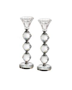 CRYSTAL/SILVER PR. CANDLESTICKS 23 CM