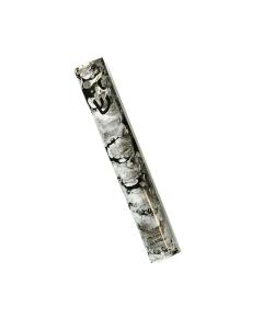 Enamel Mezuzah - Silver (4.7" Tall)