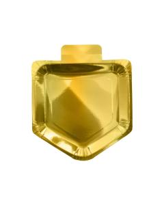 Chanukah Gold Paper Plates - Dreidel-Shaped