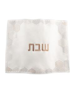 Hexagon Dot Border Challah Cover - Gold & Silver