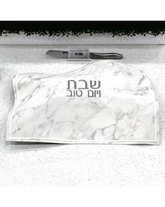 PU Leather Challah Cover - Marble & Silver