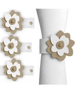 Leather Flower Napkin Wraps - Set of 4