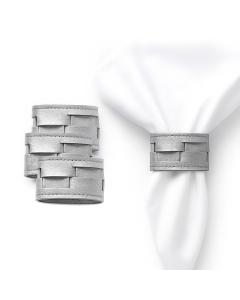 Woven Leather Napkin Wraps - Set of 4