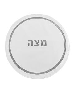 PU Leather Matzah Cover - Hotel Style White & Silver