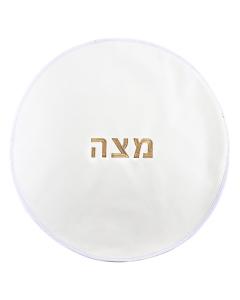 PU Leather Matzah Cover White / Gold