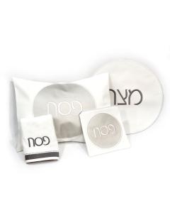 PU Leather Pesach Set - Circle 2 Tone Silver & White