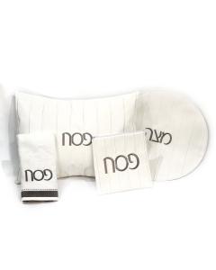 PU Leather Pesach Set - Embroidered 2 Tone - White & Silver