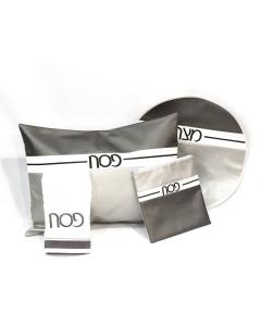 PU Leather Pesach Set - Horizontal Line 3 Tone - Dark Gray, White & Silver