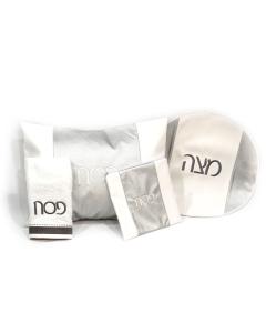 PU Leather Pesach Set - Side 2 Tone - Silver & White
