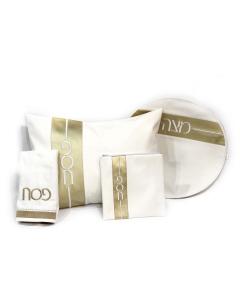 PU Leather Pesach Set - Vertical Line 2 Tone - White & Gold