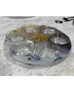Acrylic Seder Plate by Shira Auman - Gold/Silver