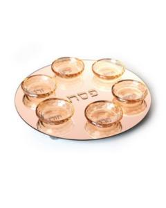 Crystal Seder Plate - Amber Gold Design on Ball Legs