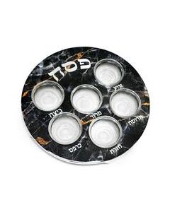 White & Gold-Marble Seder Plate