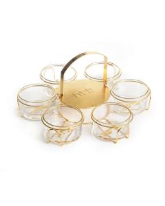 Glass Bowl Seder Plate-Gold Stand