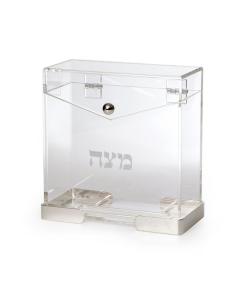 Acrylic Square Standing Matzah Box - Silver Frame