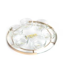 Glass Seder Plate - Gold Frame
