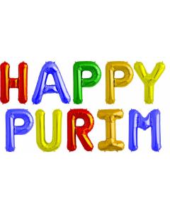 Purim Foil Letter Balloons - Multi-Color