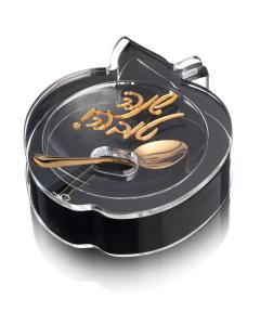 Die-Cut Apple Honey Dish (Black & Gold)