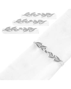 Pomegranate Leaf Napkin Wraps - Silver