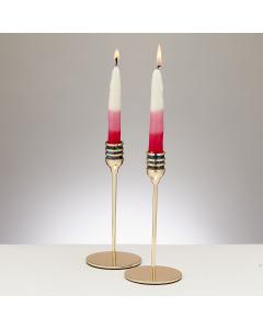 Set of 2 Goldtone Candlesticks - Rings Design