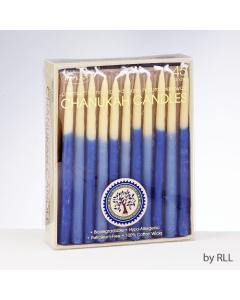 Blue & Natural Hand-Dipped Chanukah Beeswax Candles