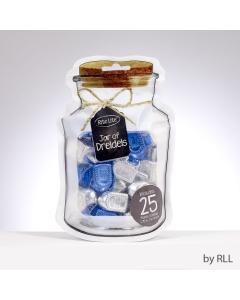 "Jar" Of Dreidels, 25 Metallic Silver/Blue Dreidels