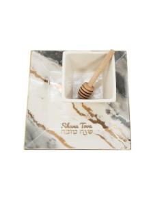 Square Shaped Porcelain Apple & Honey Dish Set