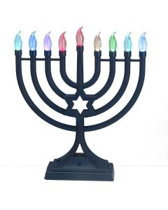 Navy LED Glow Menorah, Multifunction & Color Changing
