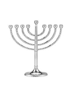 Classic Elegance Menorah with Hammered Accents, Nickel